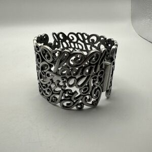 Wide Scroll Cuff Bracelet With Hinged Magnetic Clasp Not Sure What Type Of Metal